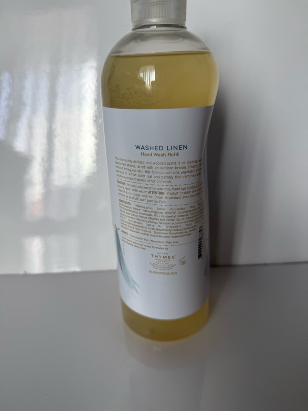 Thymes Hand Wash Refill - Scented Liquid Soap - Deep Cleanse Washed Linen Scent - Picture 2 of 2